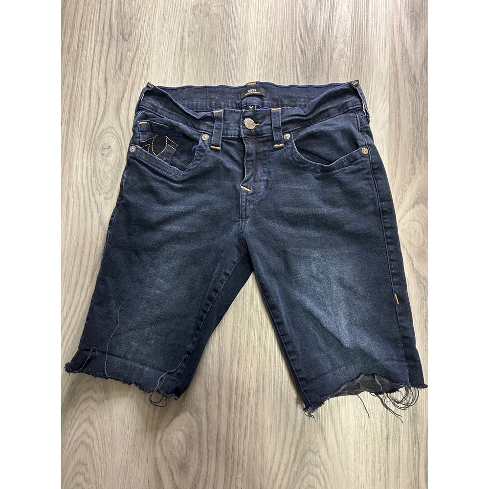 True Religion Ricky‎ Relaxed Straight Denim Shorts Dark Wash Women's Size 29